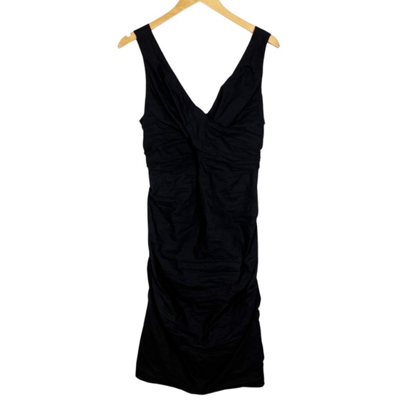 Eileen Fisher Dresses & Skirts - Eileen Fisher Cotton Steel Stitch 
Black Metallic Shirred Stretch
Dress Size 10